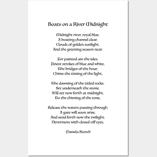 Boats on a River Midnight Poem Posters and Art